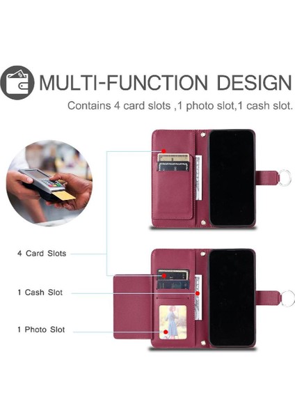 IPhone 12 Pro Manyetik Bilek Kayışı Kart Yuvaları Tutucu Pu Için Flip Case (Yurt Dışından)