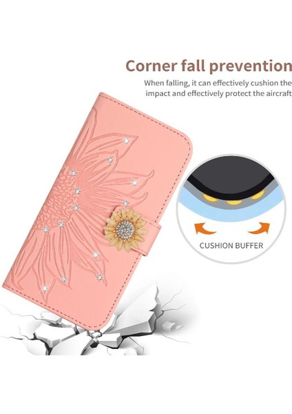 Bir ile IPhone 16E Deri Cüzdan Kickstand Koruyucu Ayçiçeği Için Kılıf (Yurt Dışından)