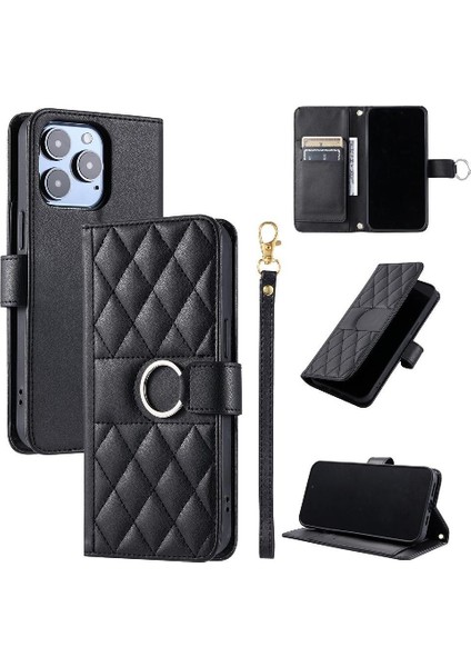 IPhone 15 Pro Max Kart Yuvaları Tutucu Bilek Kayışı Manyetik Pu Için Flip Case (Yurt Dışından)