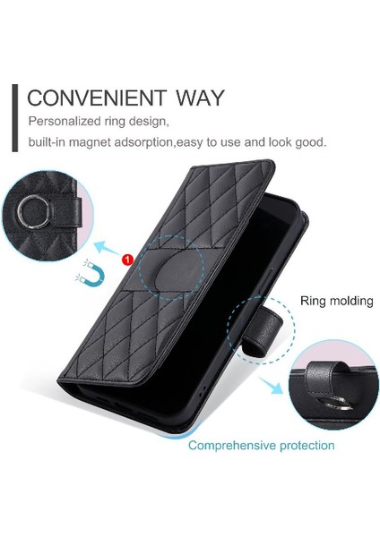 IPhone 15 Pro Max Kart Yuvaları Tutucu Bilek Kayışı Manyetik Pu Için Flip Case (Yurt Dışından)