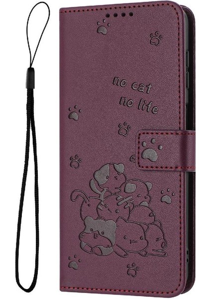 IPhone 16E Sevimli Kedi Deri Cüzdan Kart Tutucu Kickstand Pu Için Flip Case (Yurt Dışından)