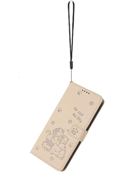 IPhone 16E Sevimli Kedi Deri Cüzdan Kart Tutucu Kickstand Pu Için Flip Case (Yurt Dışından)