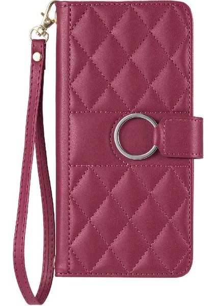 IPhone 15 Pro Max Kart Yuvaları Tutucu Bilek Kayışı Manyetik Pu Için Flip Case (Yurt Dışından)