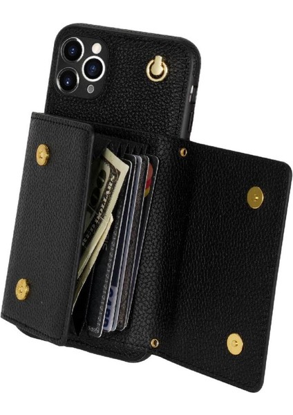 IPhone 11 Pro Max Akordeon Kart Cüzdan Kılıf Manyetik Pu ile Uyumlu (Yurt Dışından)