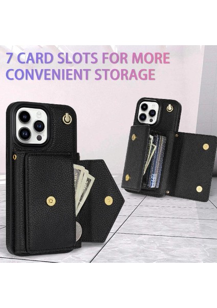 IPhone 14 Pro Max Akordeon Kart Cüzdan Kılıf Manyetik Kart ile Uyumlu (Yurt Dışından)