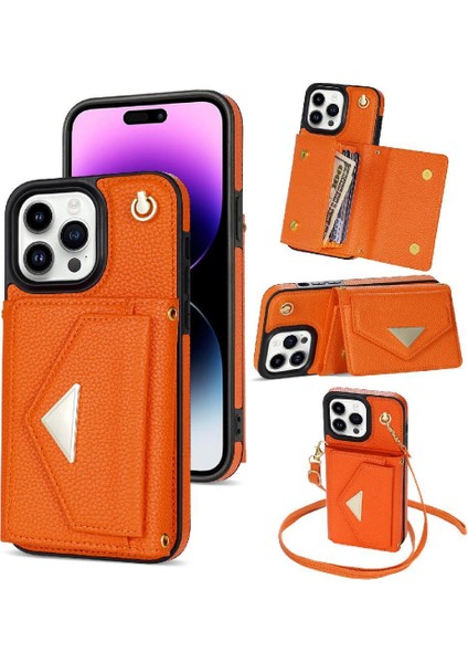 IPhone 14 Pro Akordeon Kart Cüzdan Kılıf Crossbody Kayışı ile Uyumlu (Yurt Dışından)