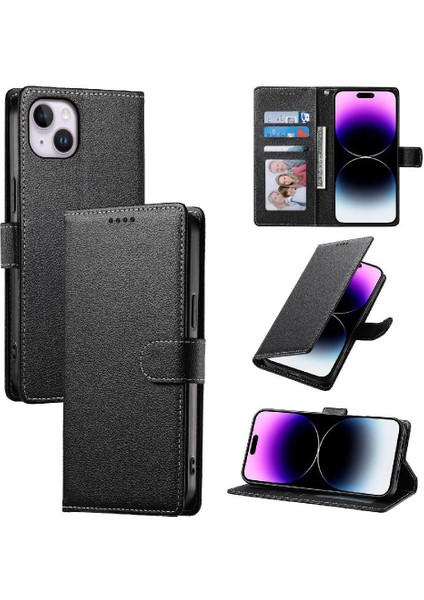 IPhone 14 Plus Vaka Günlük Kullanım Manyetik Kapatma Kart Yuvaları ile Uyumlu (Yurt Dışından)