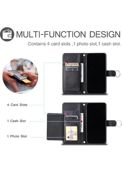 IPhone 6 Pu Deri Manyetik Bilek Kayışı Kart Yuvaları Tutucu Için Flip Case (Yurt Dışından)