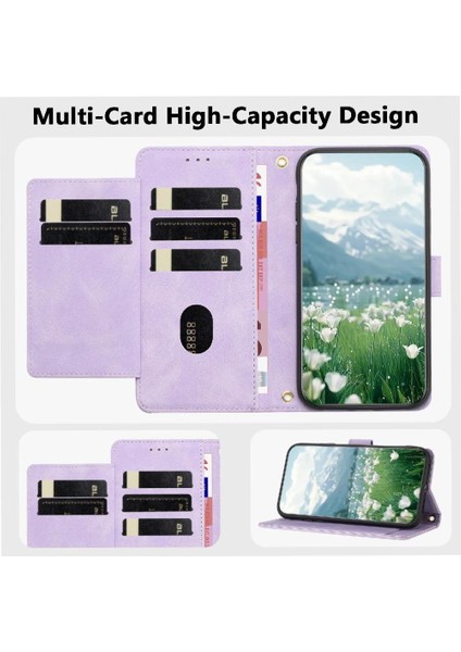 IPhone 16E Kickstand Lale Kabartmalı Flip Case Için Moda Cüzdan Kılıf (Yurt Dışından)