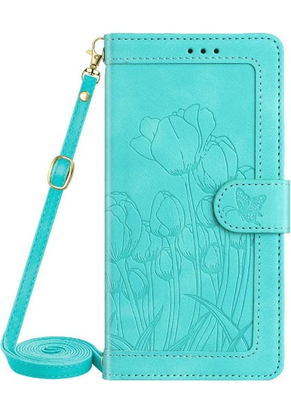 IPhone 16E Kickstand Lale Kabartmalı Flip Case Için Moda Cüzdan Kılıf (Yurt Dışından)