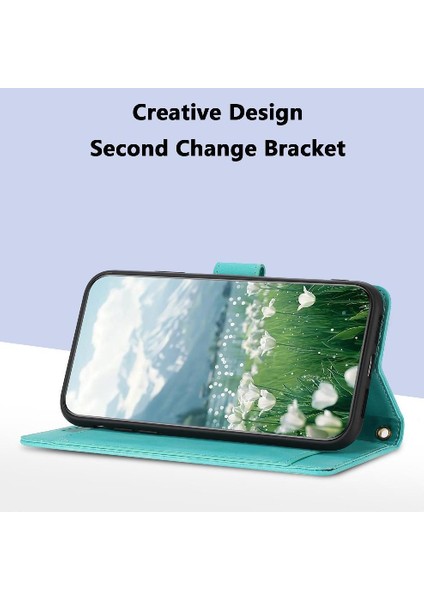 IPhone 16E Kickstand Lale Kabartmalı Flip Case Için Moda Cüzdan Kılıf (Yurt Dışından)