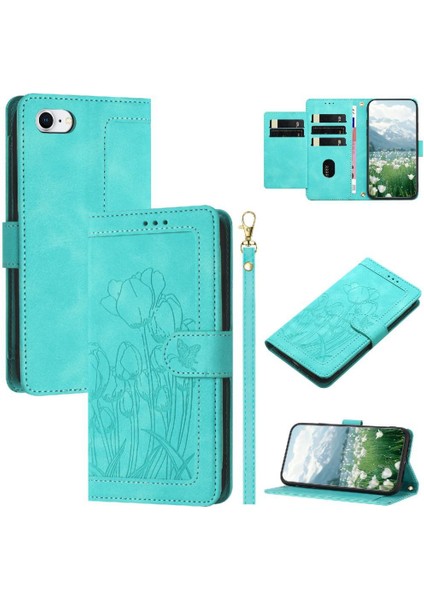 IPhone 16E Kickstand Lale Kabartmalı Flip Case Için Moda Cüzdan Kılıf (Yurt Dışından)