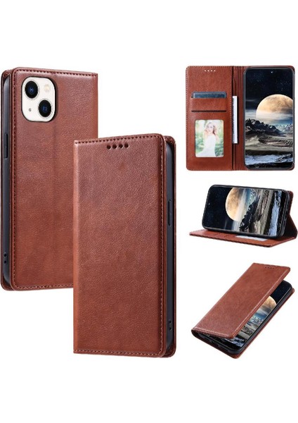 IPhone 13 Mini Pu Deri Ince Cüzdan Kart Yuvaları Tutucu Için Flip Case (Yurt Dışından)