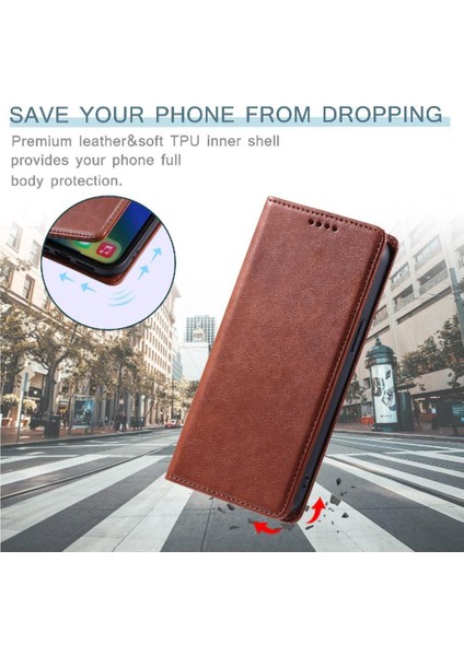 IPhone 13 Mini Pu Deri Ince Cüzdan Kart Yuvaları Tutucu Için Flip Case (Yurt Dışından)