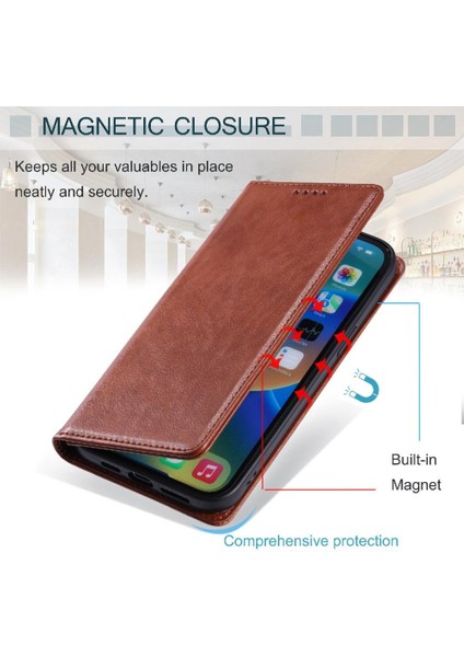 IPhone 15 Pro Kart Yuvaları Tutucu Ince Cüzdan Manyetik Pu Için Flip Case (Yurt Dışından)