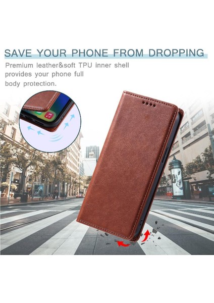 IPhone 15 Pro Kart Yuvaları Tutucu Ince Cüzdan Manyetik Pu Için Flip Case (Yurt Dışından)