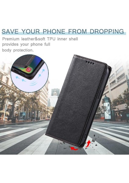 IPhone 12 Pu Deri Koruyucu Kart Yuvaları Tutucu Ince Için Flip Case (Yurt Dışından)