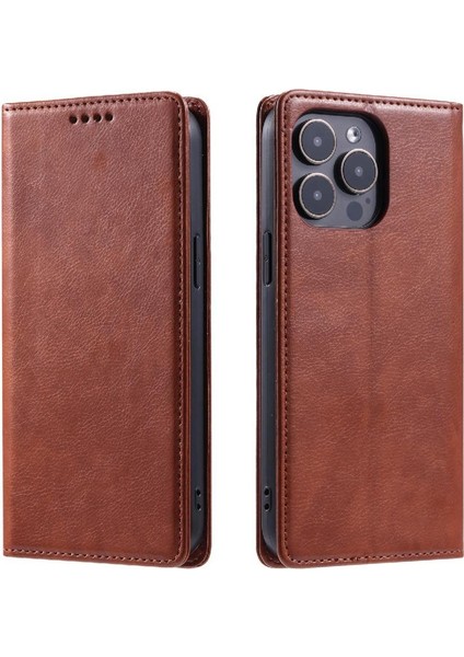 IPhone 16 Pro Max Manyetik Ince Cüzdan Koruyucu Pu Deri Için Flip Case (Yurt Dışından)