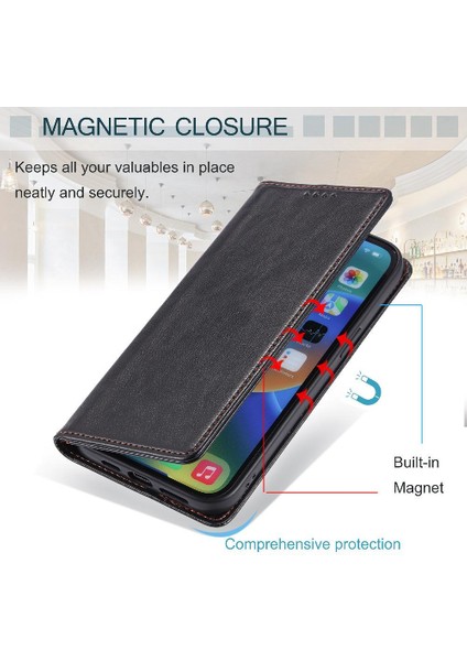 IPhone 16 Pro Max Manyetik Ince Cüzdan Koruyucu Pu Deri Için Flip Case (Yurt Dışından)