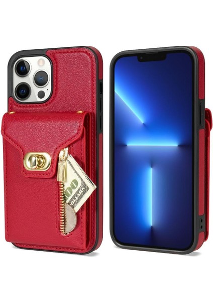 IPhone 12 Pro Fermuarlı Cep Kılıfı Güçlü Manyetik Kart ile Uyumlu (Yurt Dışından)