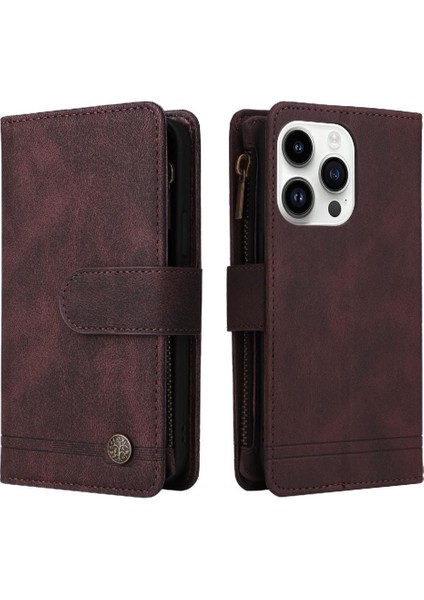 IPhone 15 Pro Kart Yuvaları Için Flip Case Uzun Kayış Kısa Tuzak Manyetik (Yurt Dışından)