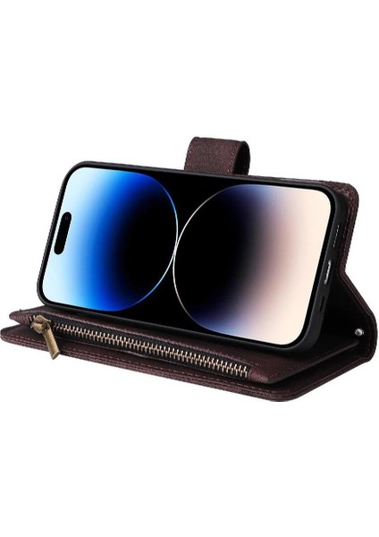 IPhone 15 Pro Kart Yuvaları Için Flip Case Uzun Kayış Kısa Tuzak Manyetik (Yurt Dışından)