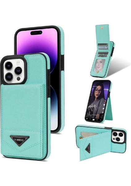 IPhone 15 Pro Max Slim Case Kickstand Pu Deri Manyetik ile Uyumlu (Yurt Dışından)