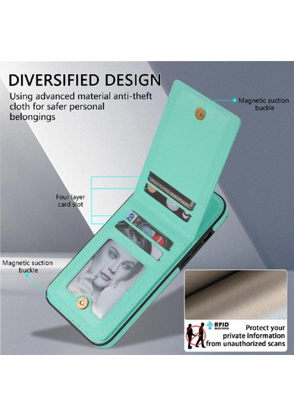 IPhone 15 Pro Max Slim Case Kickstand Pu Deri Manyetik ile Uyumlu (Yurt Dışından)