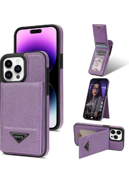 IPhone 15 Pro Max Slim Case Kickstand Pu Deri Manyetik ile Uyumlu (Yurt Dışından)