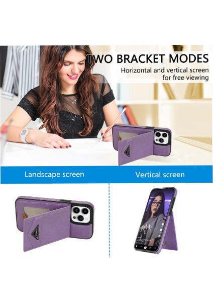IPhone 15 Pro Max Slim Case Kickstand Pu Deri Manyetik ile Uyumlu (Yurt Dışından)