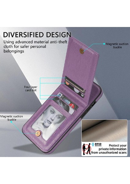 IPhone 15 Pro Max Slim Case Kickstand Pu Deri Manyetik ile Uyumlu (Yurt Dışından)