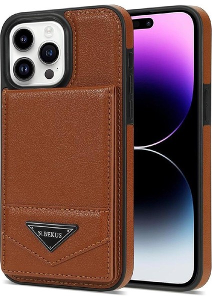 IPhone 15 Pro Max Slim Case Kickstand Pu Deri Manyetik ile Uyumlu (Yurt Dışından)