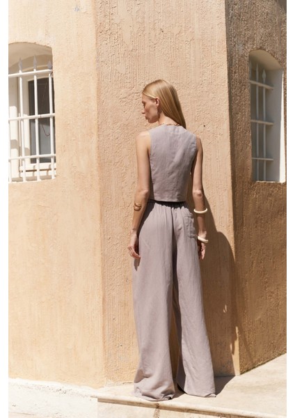 Moibel Bağcık Detay Gri Crop Pantolon Takım fırsatları