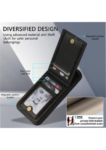 IPhone 15 Pro Slim Case Pu Deri Koruyucu Kapak Rfıd ile Uyumlu (Yurt Dışından)
