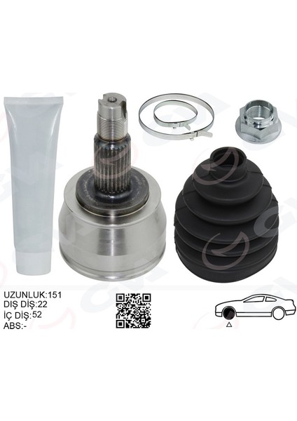 Aks Kafasi Palio Albea 1.6 16V Dis:22 Ic: 22 Conta CP:52MM U:151.5MM Gnzrz