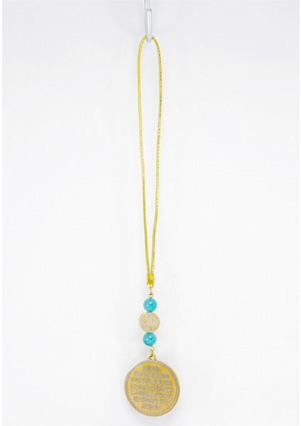 Zirkon Taşlı Turkuaz Doğal Taşlı Çelik Çift Taraflı Ayetel Kürsi, Felak Nas Ihlas Dikiz Ayna Süsü fiyatları