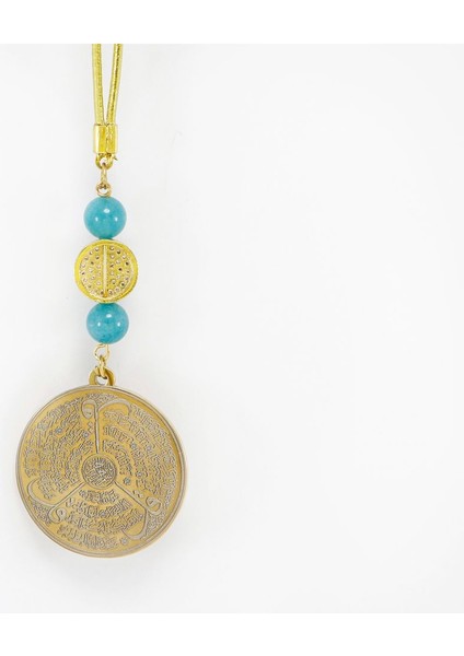 Zirkon Taşlı Turkuaz Doğal Taşlı Çelik Çift Taraflı Ayetel Kürsi, Felak Nas Ihlas Dikiz Ayna Süsü fırsatları