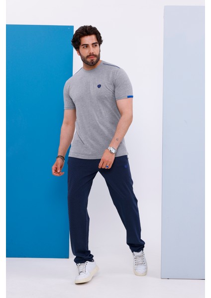 Erkek Battal Beden Açık Gri Bisiklet Yaka T-Shirt Alt-Üst Takımı - 130 fiyatları