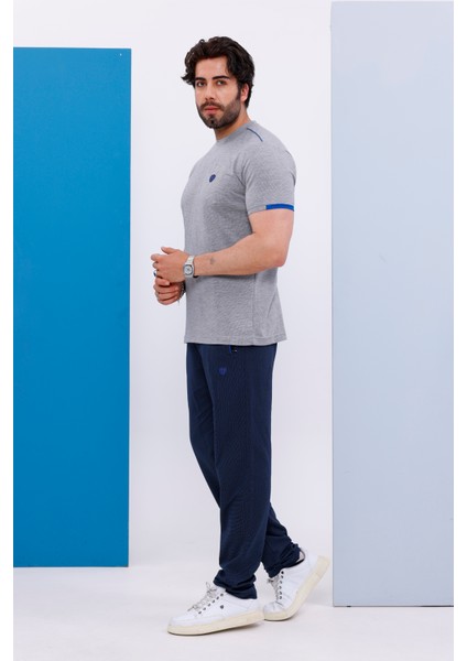 Erkek Battal Beden Açık Gri Bisiklet Yaka T-Shirt Alt-Üst Takımı - 130 fırsatları