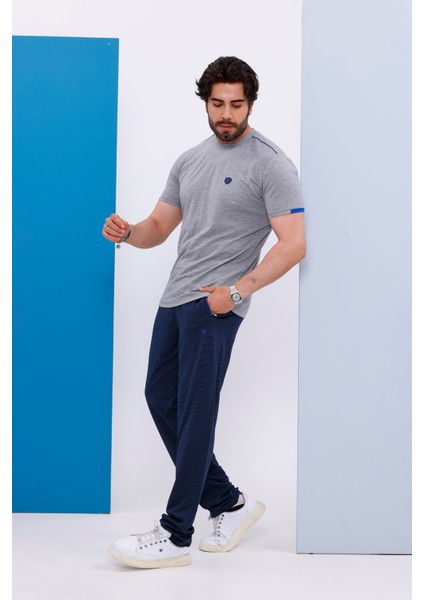 Erkek Battal Beden Açık Gri Bisiklet Yaka T-Shirt Alt-Üst Takımı - 130 indirimleri