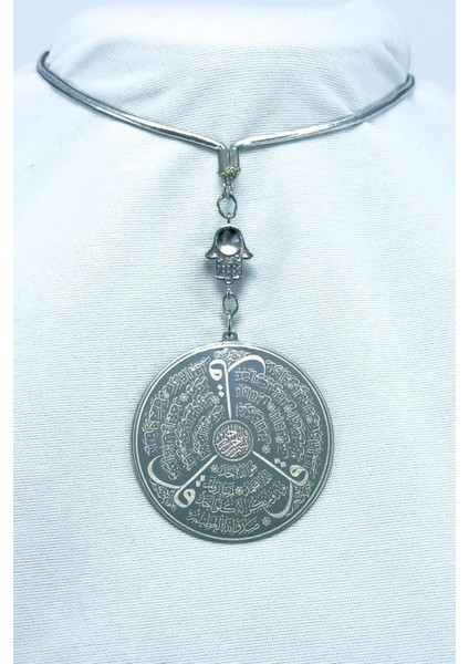 Parlak Taşlı Hamse Çelik Ayetel Kürsi Felak Nas Ihlas Çift Yön Araba Dikiz Ayna Süsü 4,5 cm Plaka fiyatları