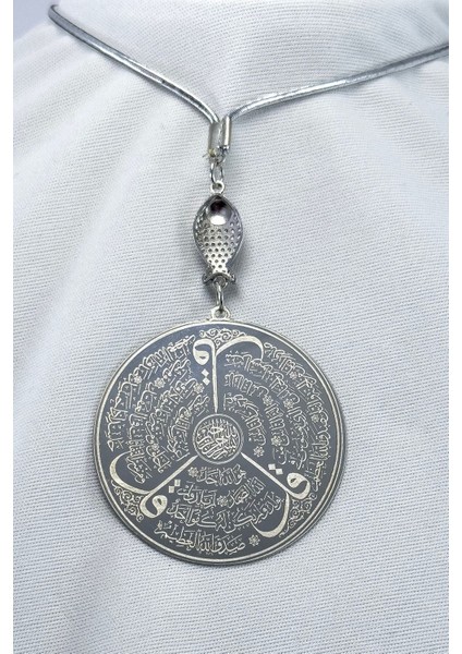 Zirkon Balıklı Çelik Ayetel Kürsi Felak Nas Ihlas Çift Taraflı Araba Dikiz Ayna Süsü 4,5 cm Plaka fiyatları