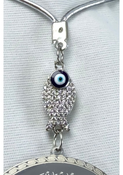 Zirkon Balıklı Çelik Ayetel Kürsi Felak Nas Ihlas Çift Taraflı Araba Dikiz Ayna Süsü 4,5 cm Plaka indirimleri