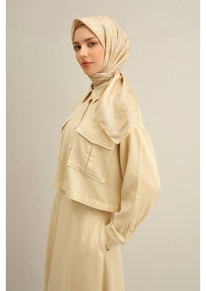 Çiçek Desenli Saf Ipek Sura Eşarp 9304-53