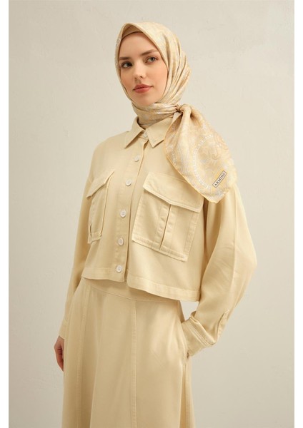 Çiçek Desenli Saf Ipek Sura Eşarp 9304-53