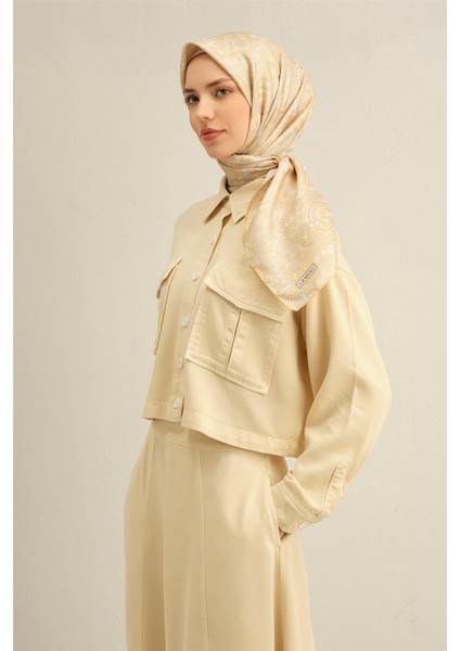 Çiçek Desenli Saf Ipek Sura Eşarp 9304-53
