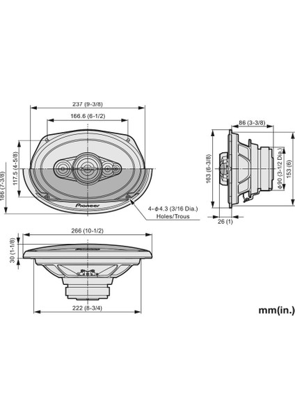 TS-A6991F 700W 120RMS 5yollu 6x9 16X24CM Oval Hoparlör Takımı