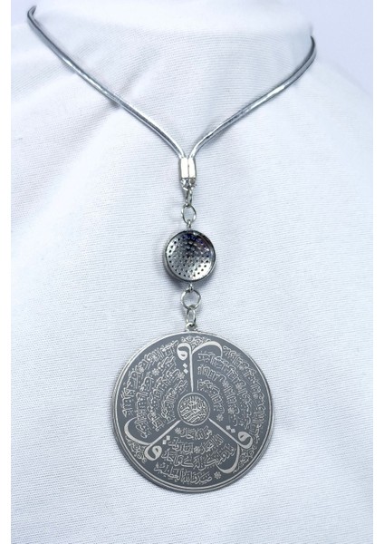 Zirkon Nazarlı Çelik Çift Taraflı Ayetel Kürsi Felak Nas Ihlas Araba Dikiz Ayna Süsü, Plaka 4,5 cm fiyatları