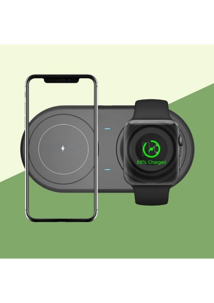 2si 1ARADA Kablosuz Saat, Kulaklık ve Telefon Hızlı Şarj Etme Aparatı