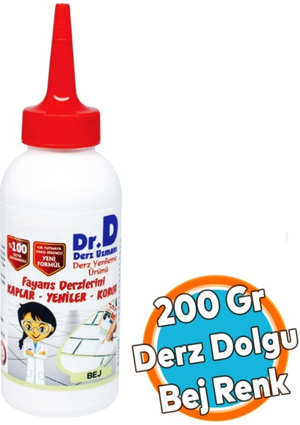 Derz Dolgu Fayans Seramik Mermer Yer Duvar Için Tamir Derz Yenileme Dolgusu 200 gr Bej Renk